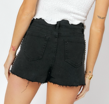 Studded denim shorts