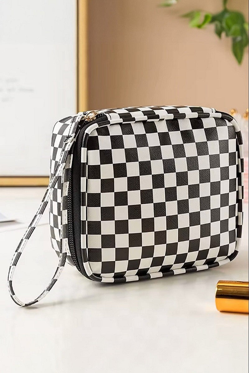 Checkered Cosmetic Bag