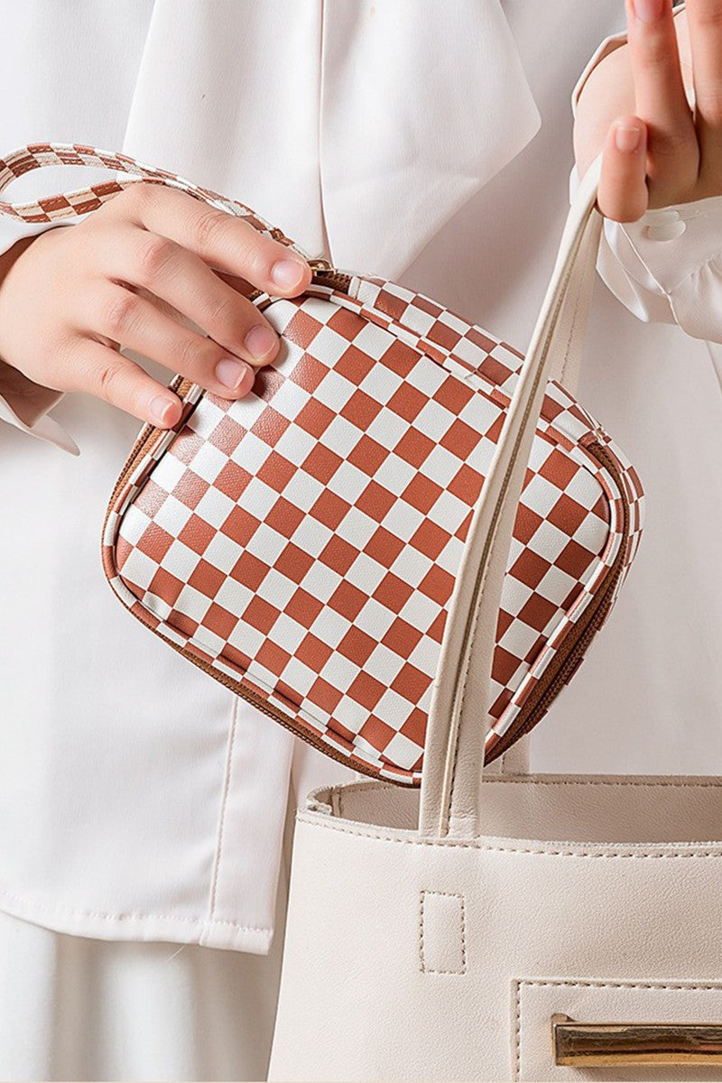 Checkered Cosmetic Bag